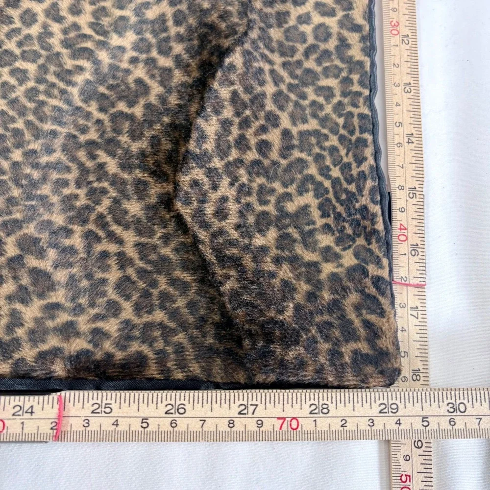 Leopard Print Faux Fur Shawl Wrap Scarf Lined Black Satin Handmade Lush Mob Wife